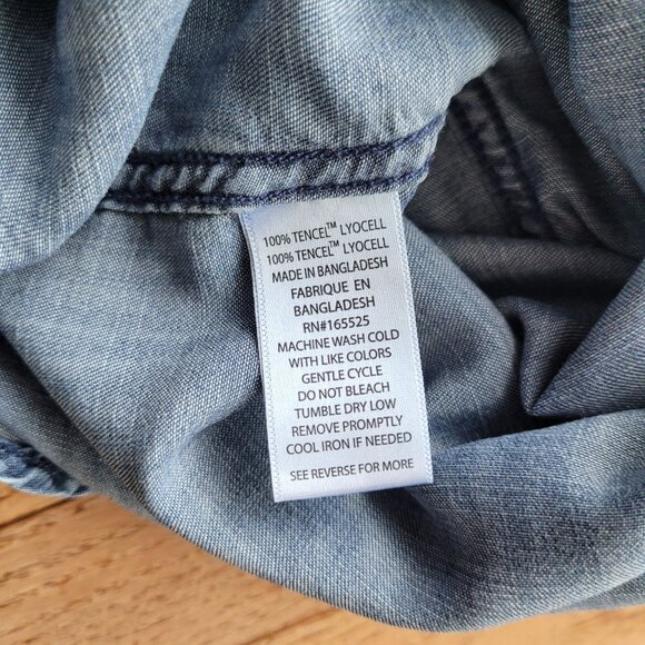Lola River Blouse Chambray Long Sleeve Button Up L - Picture 4 of 12
